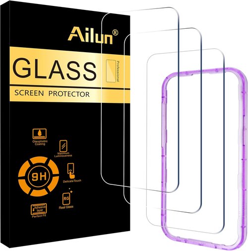 Ailun 3-Pack Tempered Glass Screen Protector for iPhone 17 Pro Max - Installation Frame, Sensor Protection, Case Friendly
