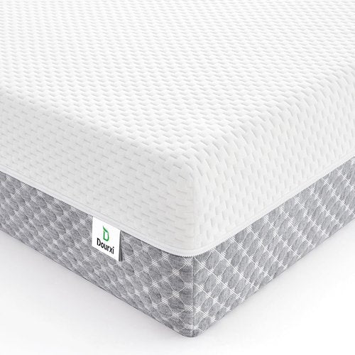 Dourxi Crib Mattress - Dual-Sided Comfort Memory Foam for Infants & Toddlers | Breathable Triple-Layer Design - White & Grey