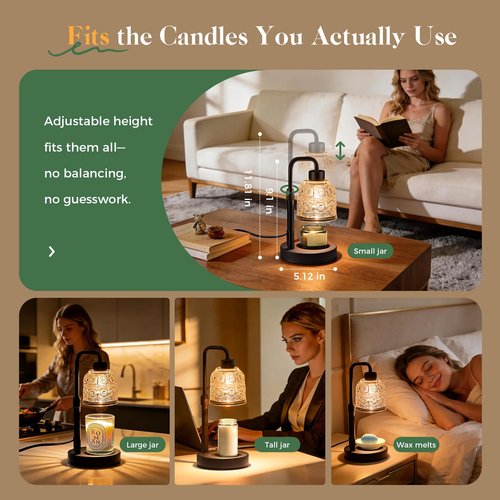 Candle Warmer Lamp with Timer Dimmer, Adjustable Height Wax Melt Warmer for Jar Candles, Housewarming Gift, Birthday Mother's Day Valentines Gifts for Her Women Mom Sister Wife Bedroom New Home Decor