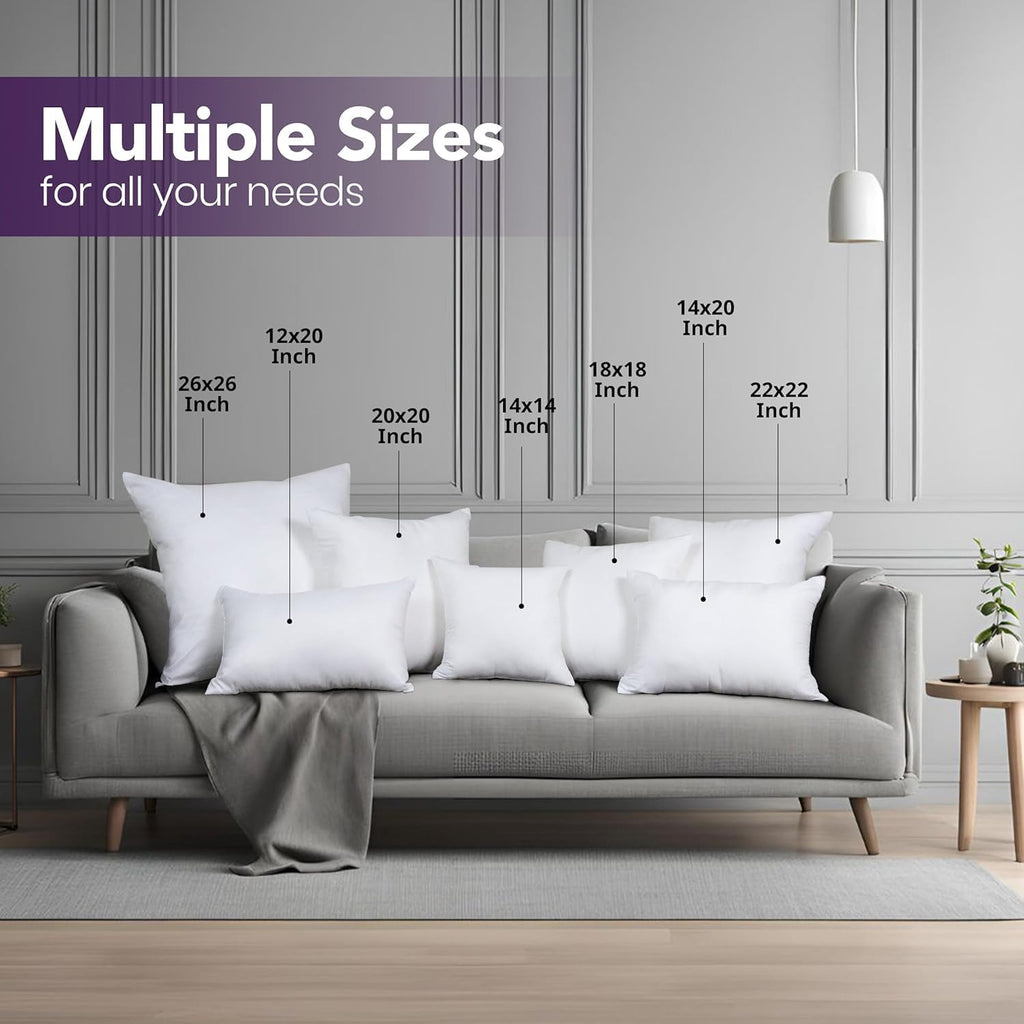 Utopia Bedding 22x22 Pillow Inserts - Set of 2 White Decorative Throw Pillows for Sofa & Couch - Soft & Fluffy Cushions
