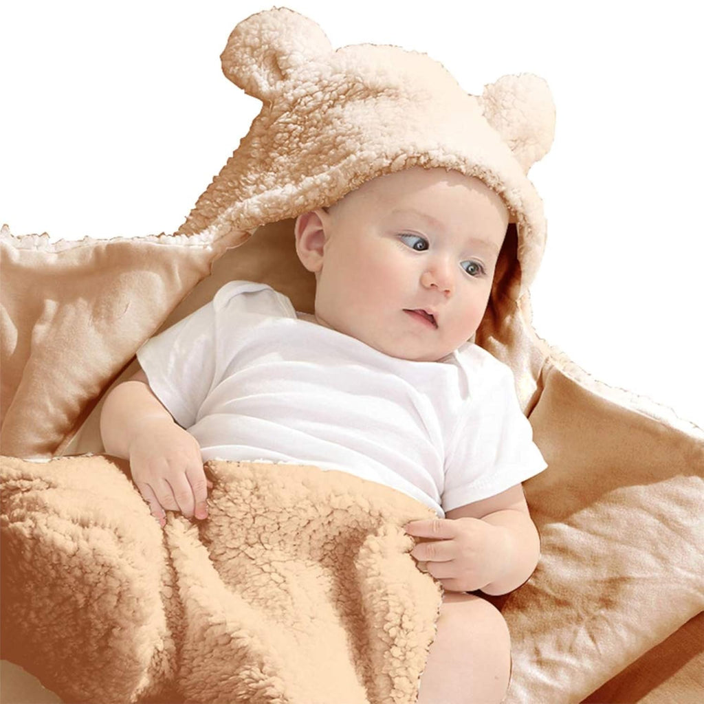 XMWEALTHY Plush Swaddle Blanket for Newborns | Soft Brown Baby Blanket for Comfort