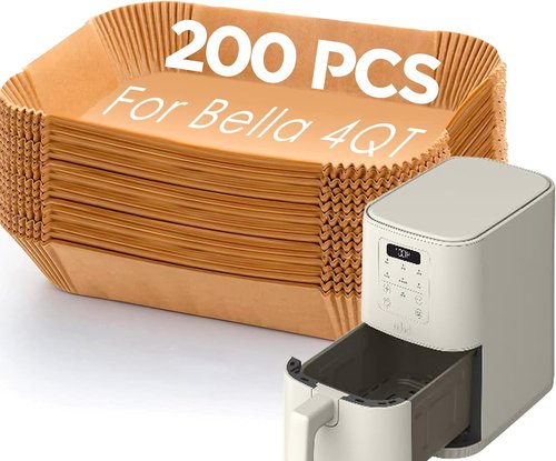 Bella Air Fryer Liners - Rectangle Paper Liners for 4Qt Air Fryers | 200PCs for Easy Cooking