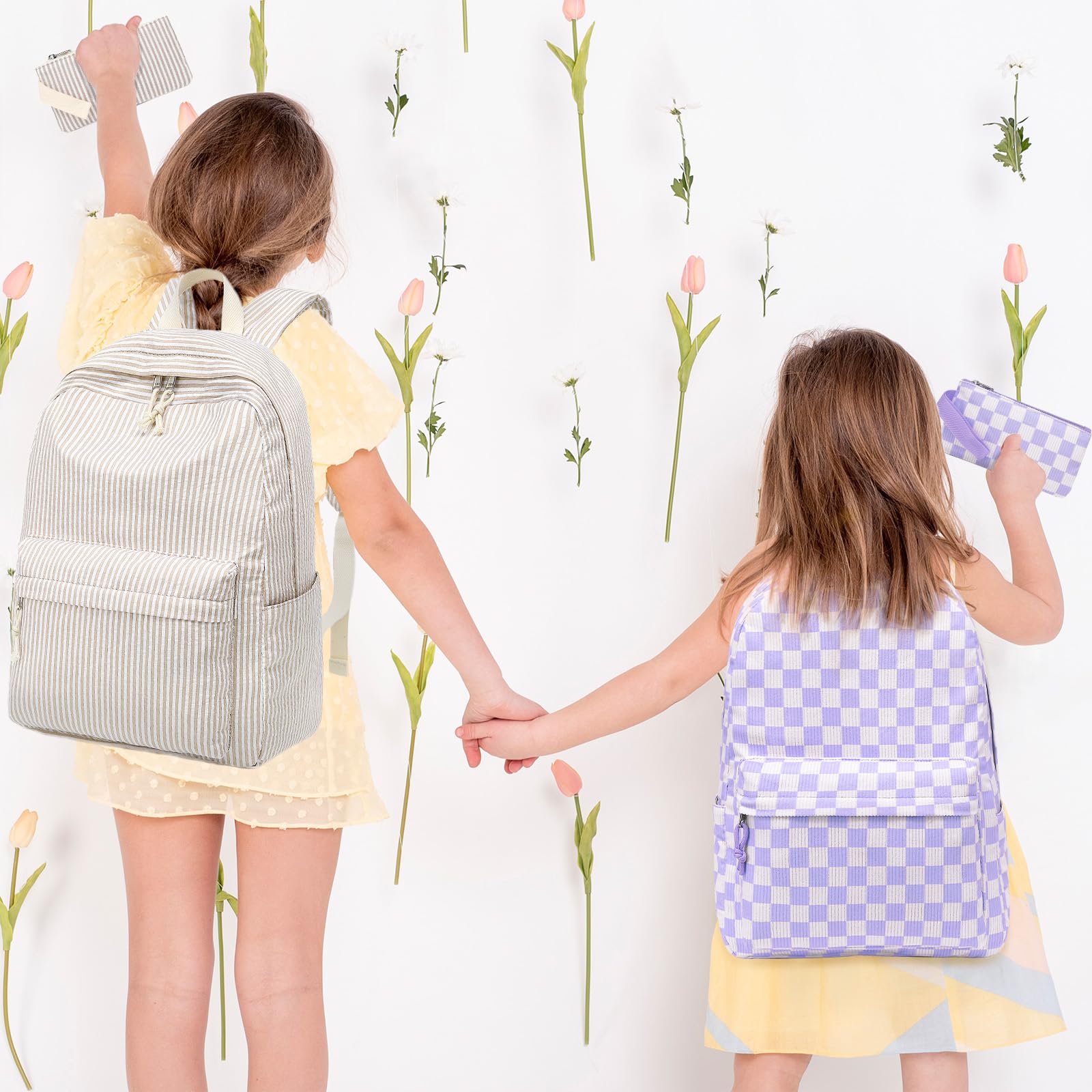 LEDAOU Backpack for Girls School Bag Kids Bookbag Teen Backpack Set Daypack with Lunch Bag and Pencil Case