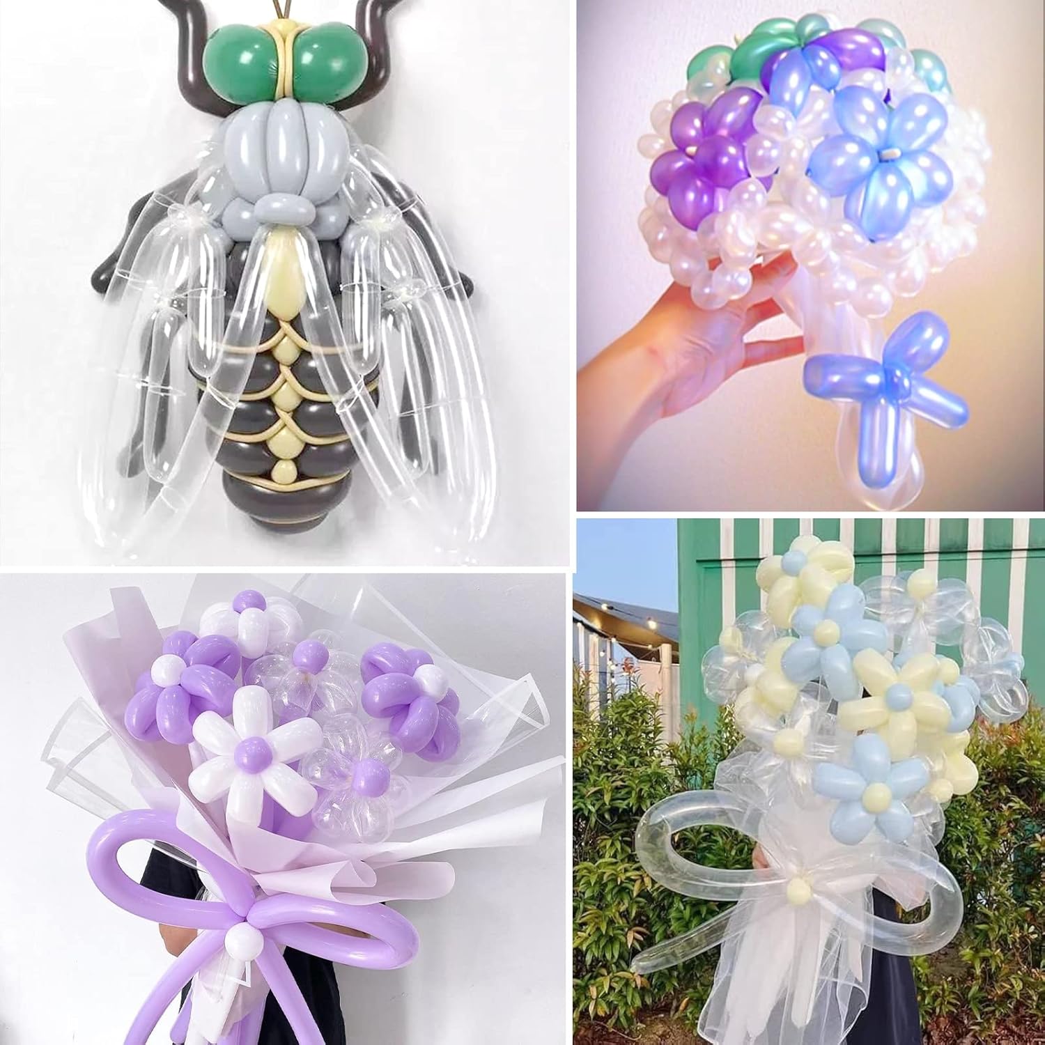 RUBFAC Clear Long Skinny Latex Balloons - 100pcs Transparent Twisting Balloons for Kids' Parties & Decorations