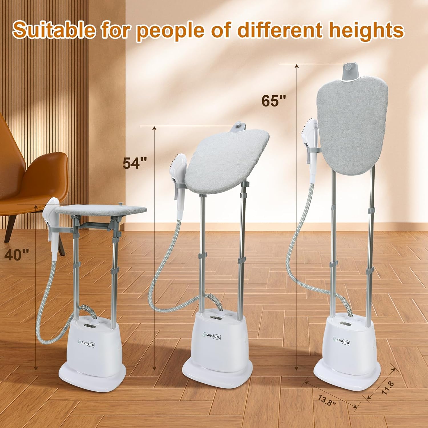 Skiennix Professional Garment Steamer - Dual Bar Design with LCD Display & Adjustable Ironing Board