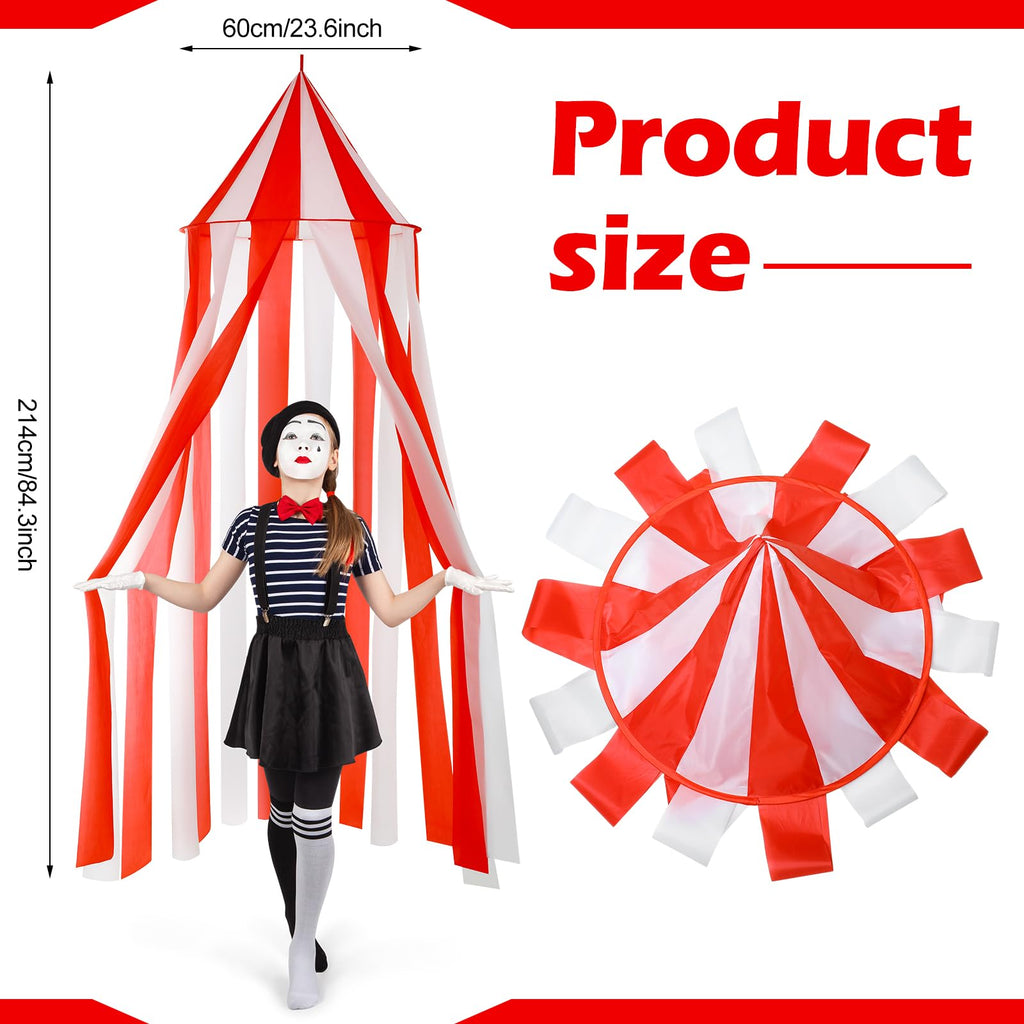 Wesnoy Carnival Circus Theme Party Decorations, Carnival Circus Tent, Red and White Indoor Reading Nook Hanging Home Decoration Canopy for Birthday Party Graduation Game Supplies, 7 x 6 ft