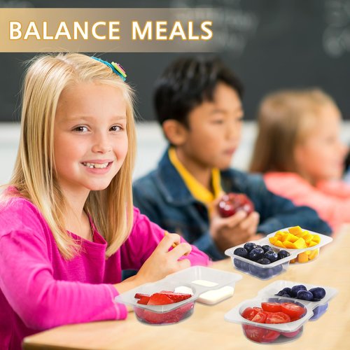 SINTENILL 40 Sets Reusable Snack Containers With Lids, Double Compartment Snack Pack Containers, Portion Control, Meal Prep, Ideal For On-The-Go Mini Sauce Boxes & Lunchable Snack Packs For Kids