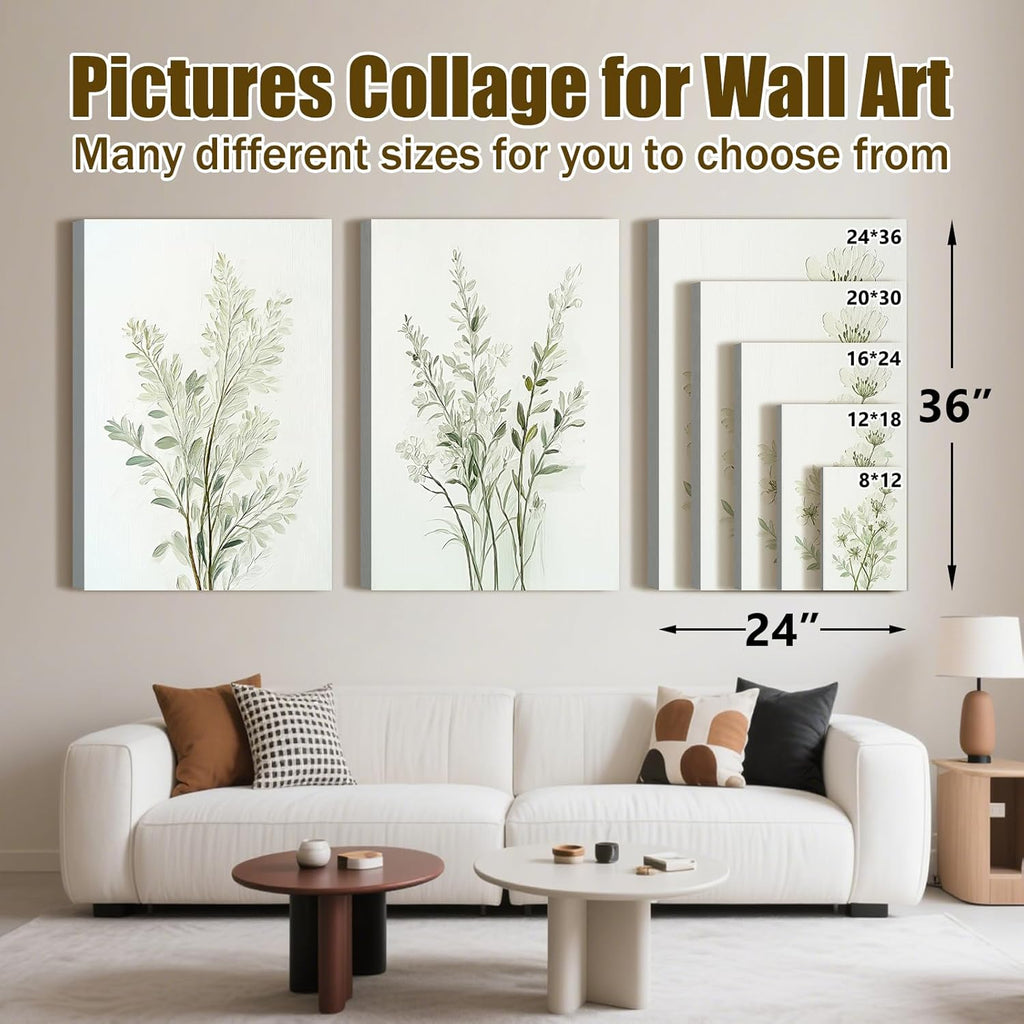 Skiennix Boho Floral Canvas Wall Art Prints - Modern Botanical Decor for Home & Office | 12"x16" Wrapped Frame