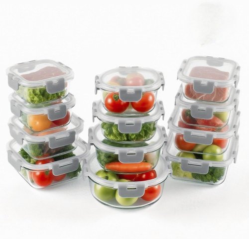 BYLWORKOUT Glass Storage Containers - 24 Piece Leak Proof Set for Meal Prep & Leftovers | Dishwasher Safe (Grey)