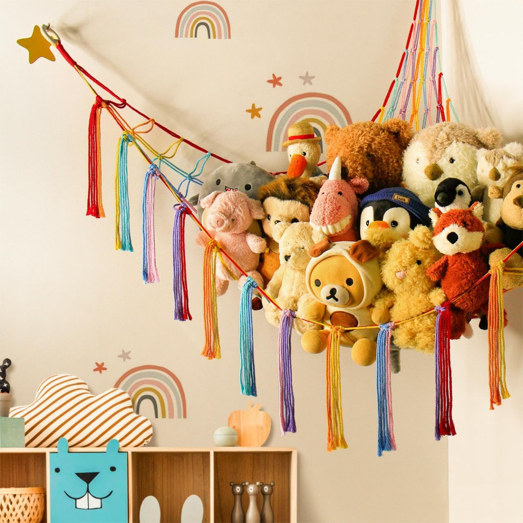Mirolam Stuffed Animal Hammock - Cute Rainbow Unicorn Storage Net for Teen Girls & Baby Rooms | XL Size