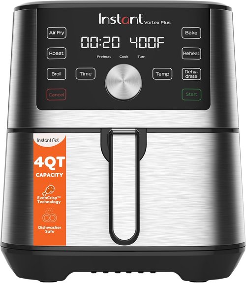 Instant Pot 4QT Vortex Plus Mini Air Fryer - 6-in-1 Versatility with Custom Programs & 100+ Recipes
