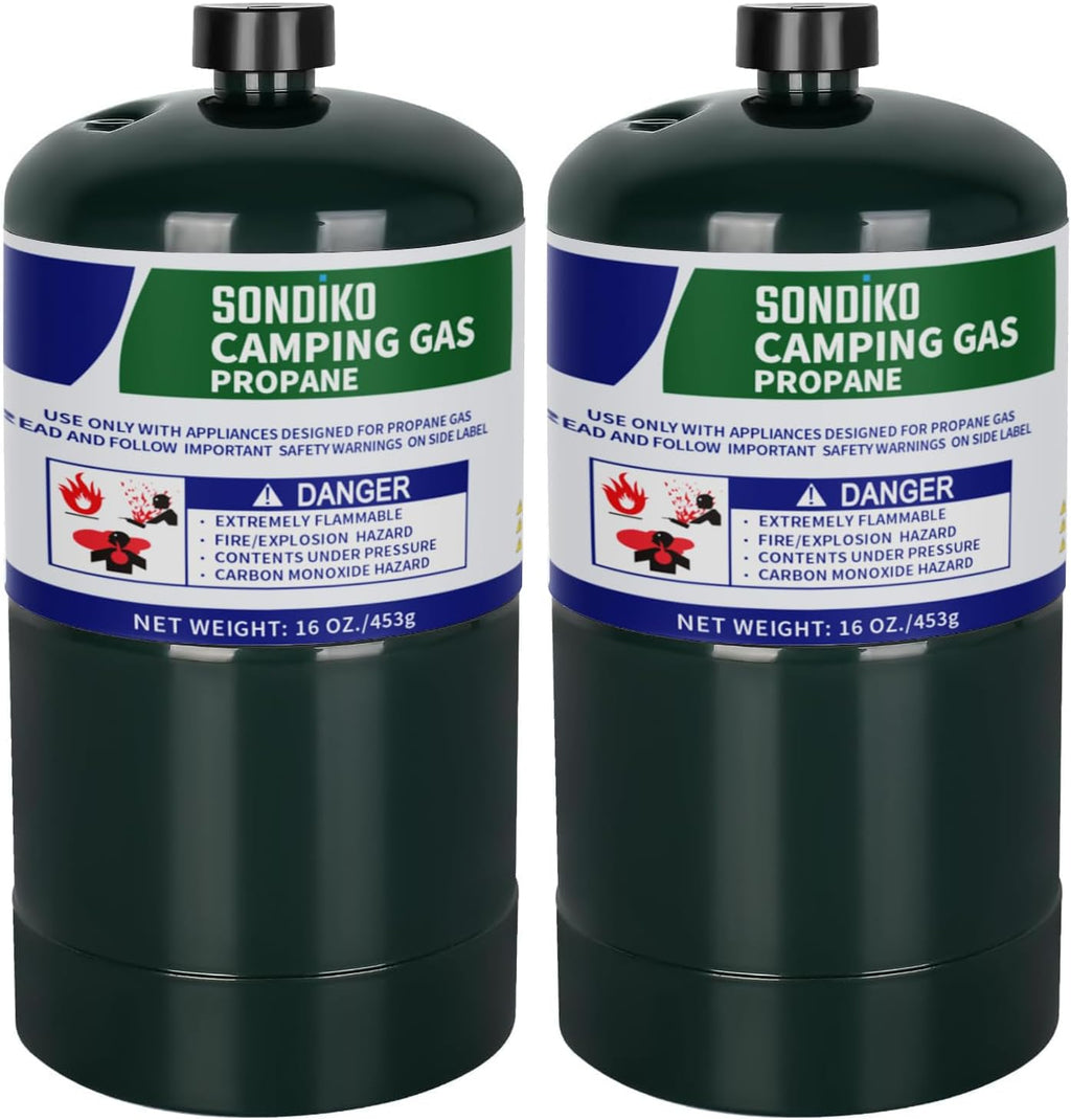 Sondiko Propane Tank - 2 Pack of High Purity 1LB Cylinders | DOT Compliant & Prefilled for Welding & Sous Vide