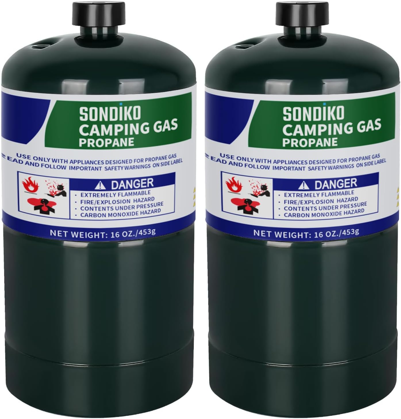 Sondiko Propane Tank - 2 Pack of High Purity 1LB Cylinders | DOT Compliant & Prefilled for Welding & Sous Vide