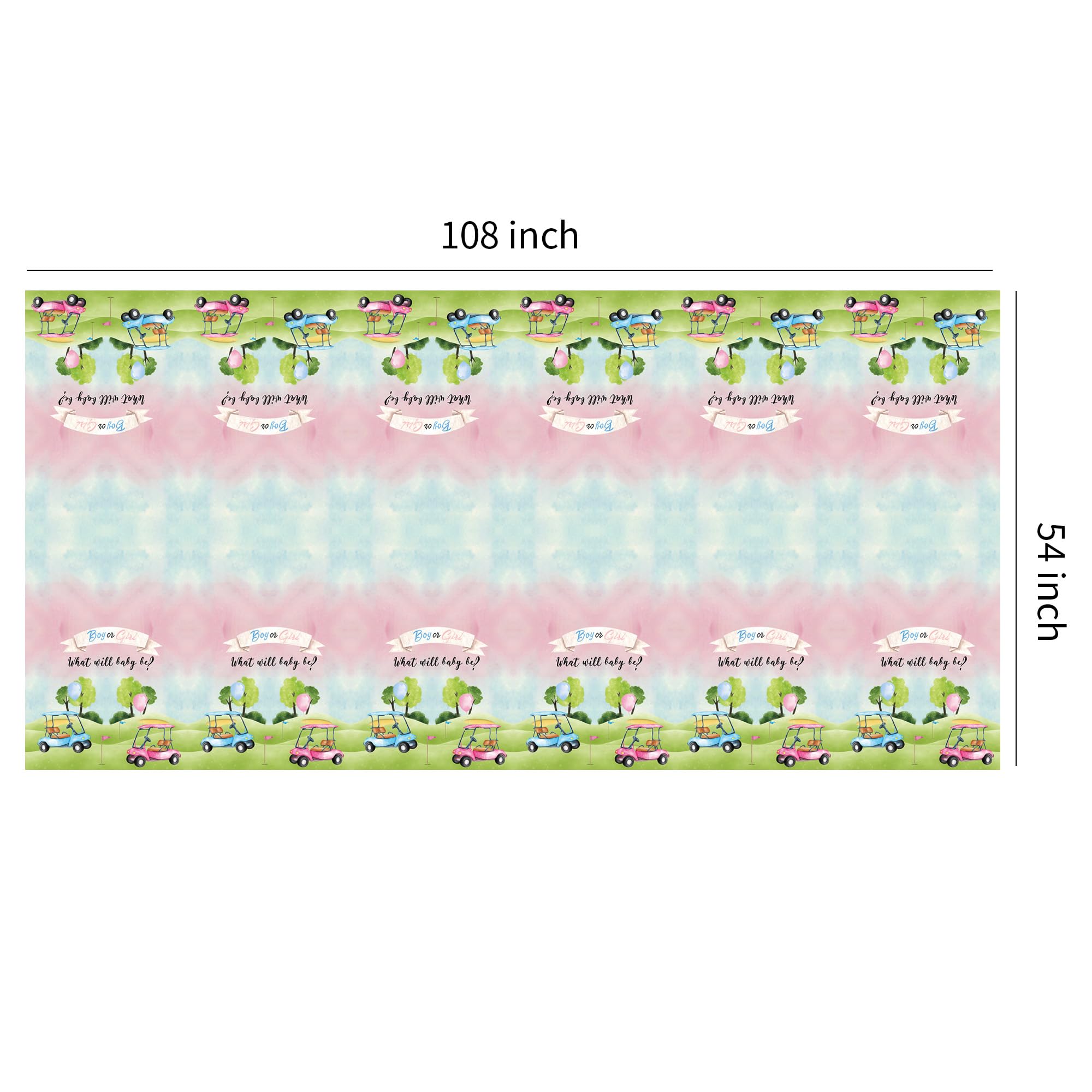 Xenorik Golf Gender Reveal Decorations Tablecloth - Disposable Blue Or Pink Golf Gender Reveal Party Supplies Table Cover, He Or She Golf Gender Reveal Party Table Cloth, 3 Pack (108in x 55in)