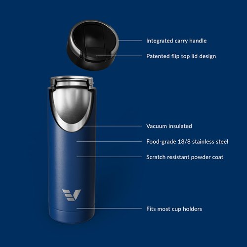 Ever Vessel Maxi Stainless Steel Water Bottle 26oz - Double wall vacuum insulated | Integrated carry handle | leak proof flip top lid | Lightweight & stylish - Blue