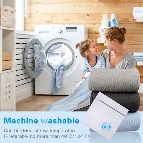 AmyHomie Cooling Blanket Queen Size, 100% Rayon Derived from Bamboo, Ultra-Cool Summer Blanket for Hot Sleepers, Breathable Soft Lightweight Blankets for All Seasons(Light Gray, 90×90in)