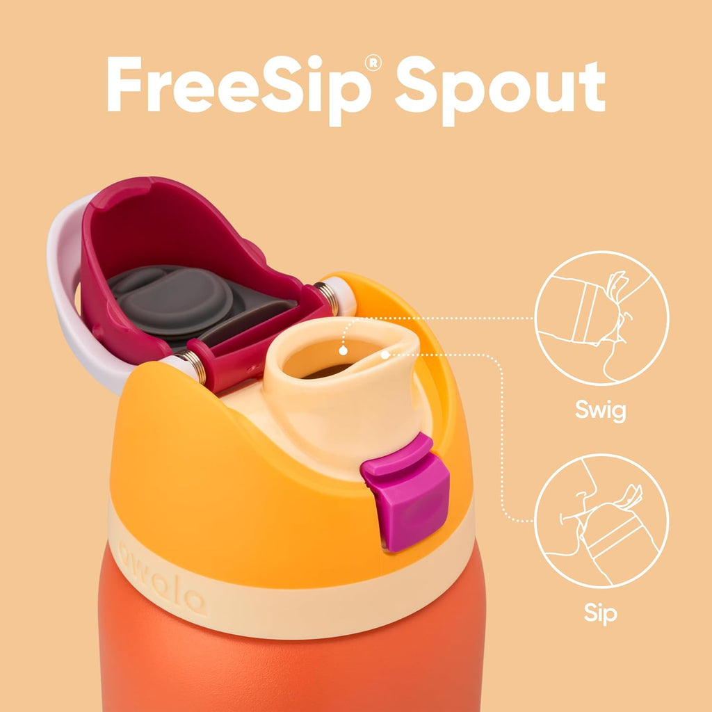 Owala FreeSip 32 oz Insulated Stainless Steel Water Bottle - BPA-Free with Straw | Citrus Crush for Sports & Travel