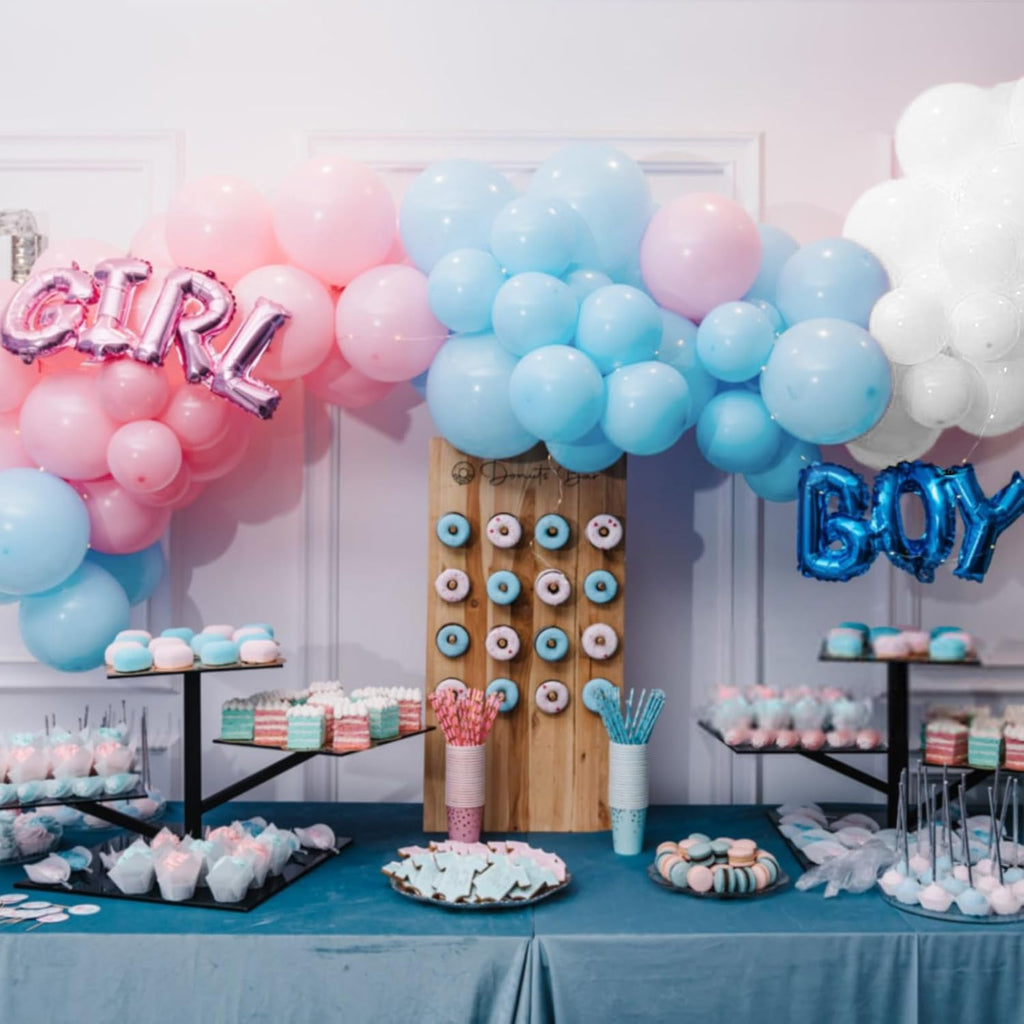 Pastel Pink & Blue Balloons by [Brand Name] - 100 Pack 12-Inch Latex Balloons with 65ft Ribbon for Gender Reveal & Baby Shower Decor
