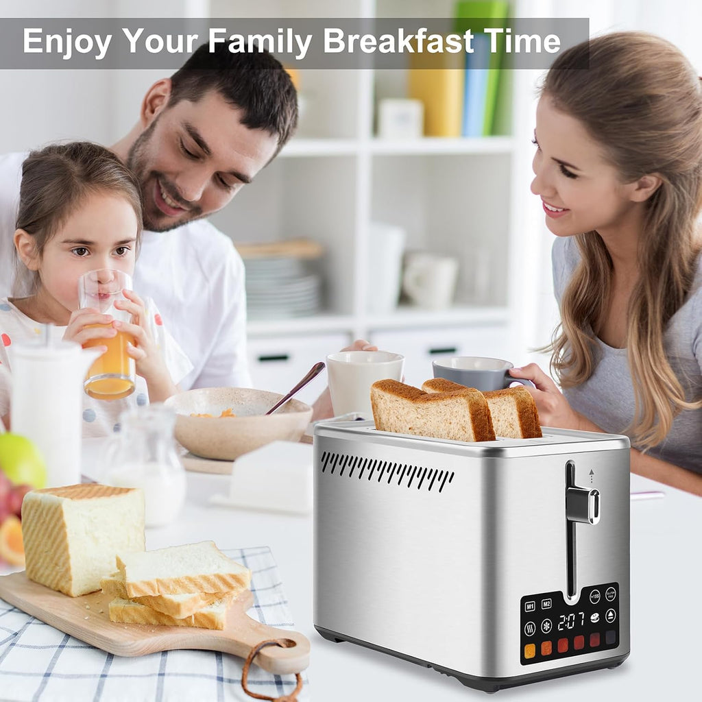 Skiennix Touch Screen Toaster - 2 Slice Stainless Steel with LCD Display & 6 Shade Settings | 900W