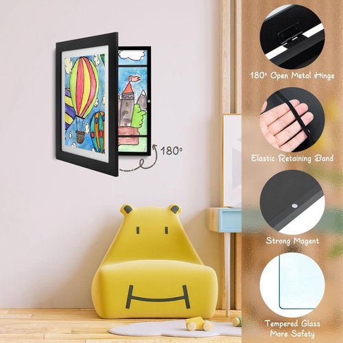 Golden State Art, 10x12.5 Kids Art Frames, Front-Opening Picture Frame Great for Kids Drawings, Artworks, Children Art Projects, Schoolwork, Home or Office (Black Set of 2)