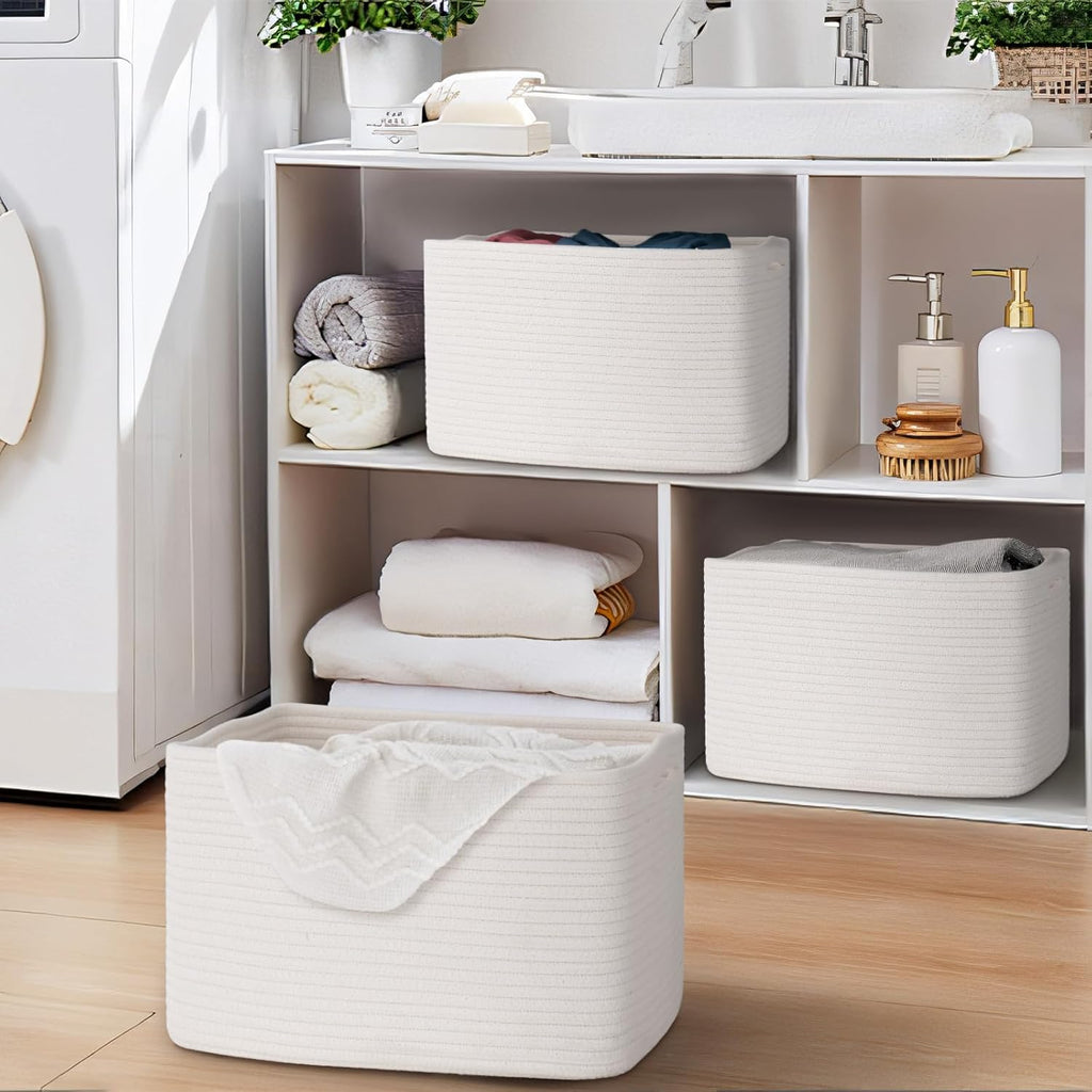 Skiennix Woven Storage Baskets - 3 Pack Organizing Bins for Shelves | 15" x 10" x 9" Toy Storage