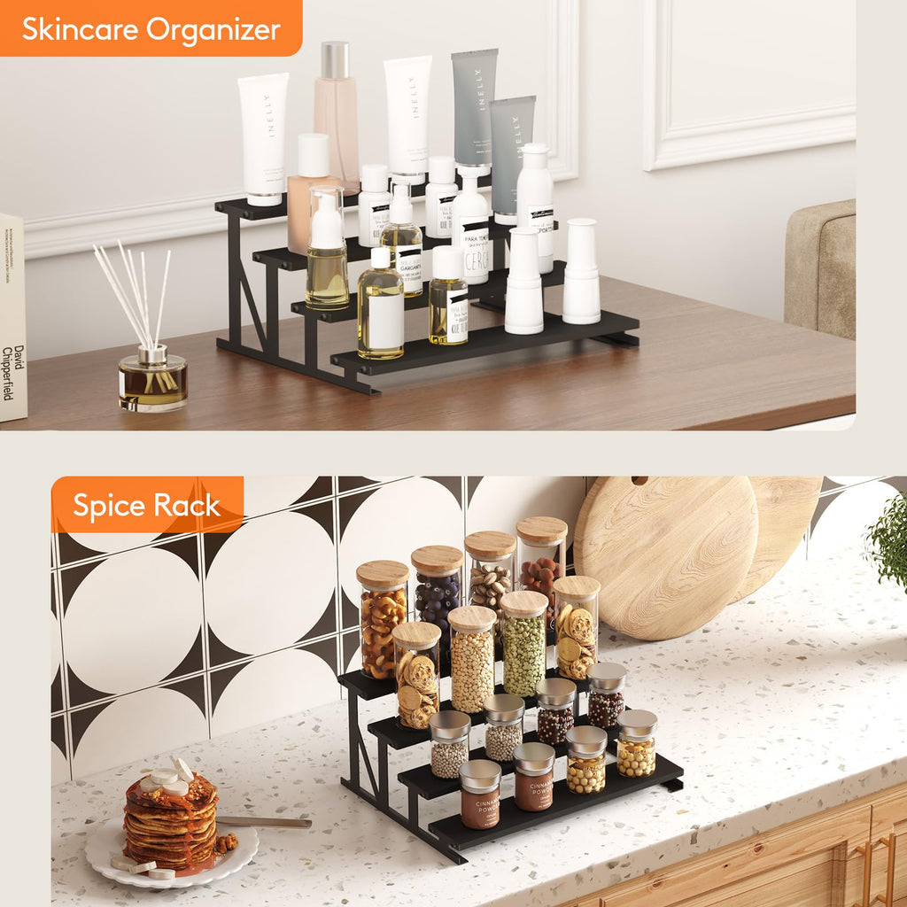 Lifewit Cologne Organizer for Men, Wooden Perfume Cupcake Stand, Display Riser for Fragrance, Aftershave, Makeup for Vanity, Bedroom, Bathroom Countertop Storage, Black, 35 cm/13.9", 1 Pcs