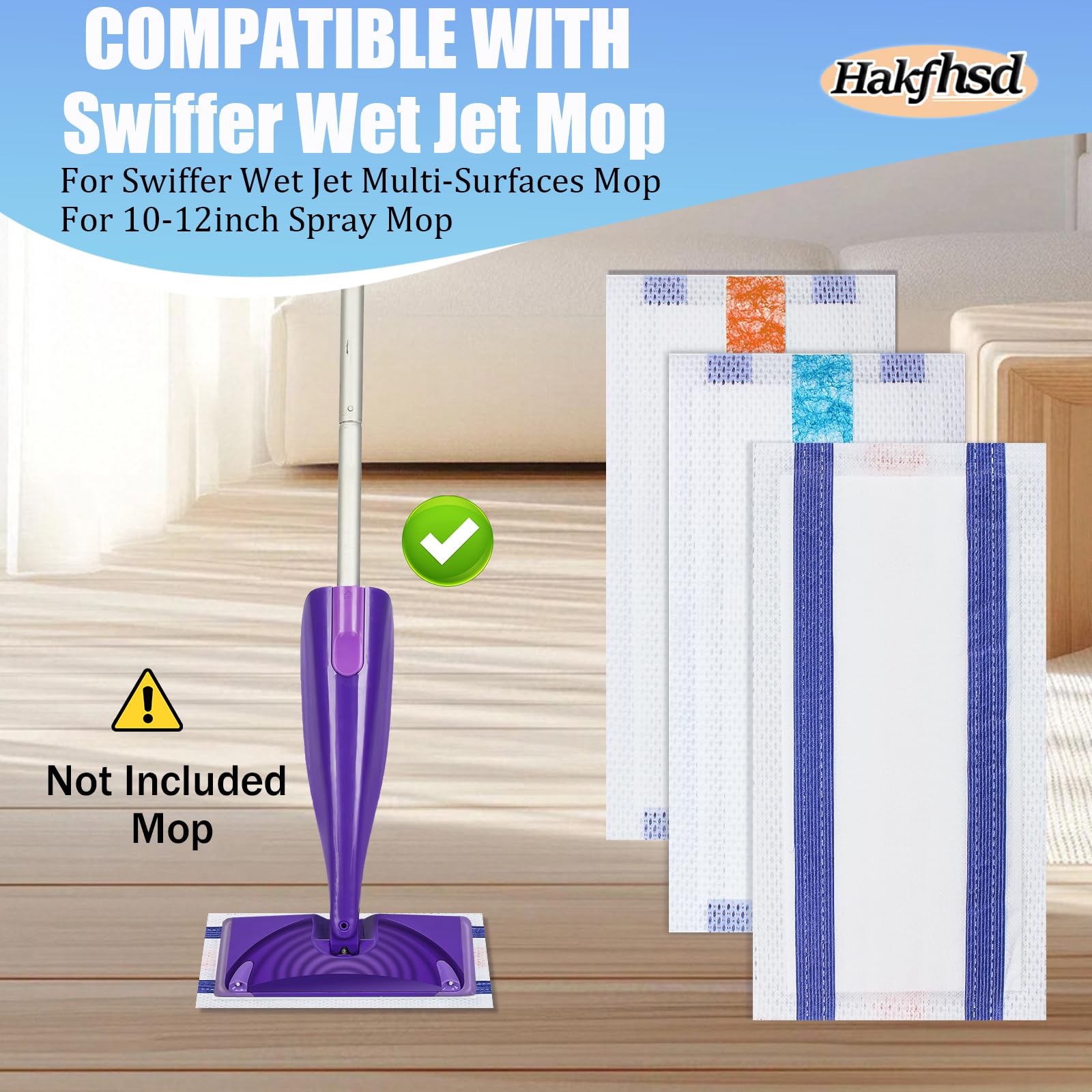 60 Pack Disposable Mop Pad Refillsfor Swiffer Wet Pads Refill Replacement for Swiffer WetJet Spray Mop, 4 Layers Thickened Extra Strong Dirt Locking and Water Absorbent, Powerful Stain Removal
