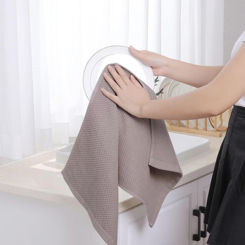 Homaxy Kitchen Dish Towels - 100% Cotton Waffle Weave, Ultra Soft & Absorbent, 13 x 28 Inches, 18-Pack, Mixed Colors