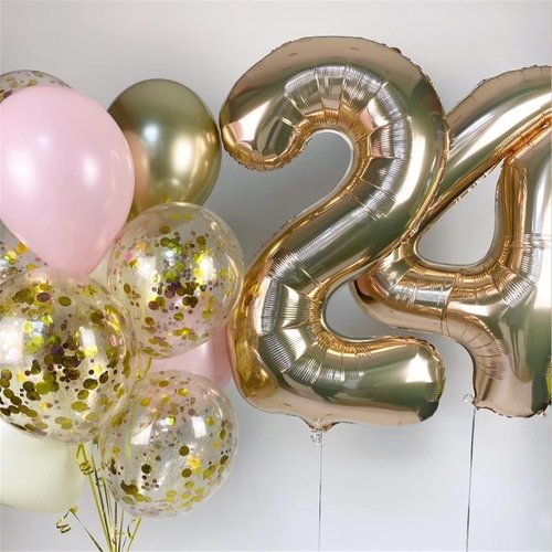 Champagne Gold 40" Giant Helium Foil Number Balloons | Light Gold Birthday Decor for All Ages