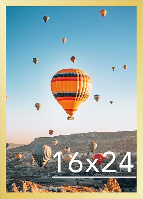 **JCJMY 16x24 Gold Picture Frame - Versatile Wall Hanging for Photos & Canvas in Horizontal/Vertical Formats**