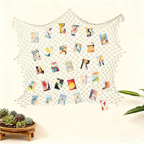 Patioland Decorative Fishing Net 2 Pack, 80x40 Inch Large Caramel Fish Net Decor for Wall, Photo Display, Nautical Mermaid Pirate Ocean Themed Beach Hawaii Under the Sea Party Decorations