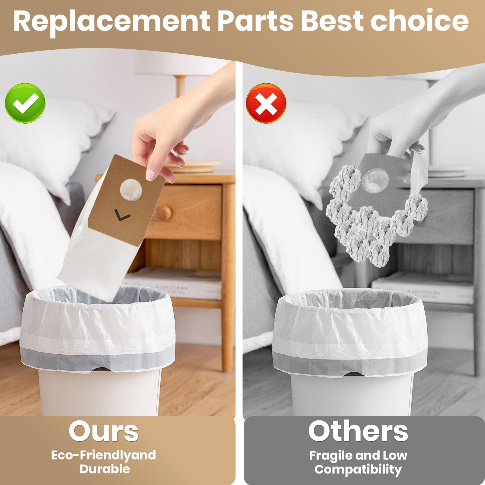 10 Pack Replacement NEC490BL Vacuum Bags,Compatible With Eureka Stylus Elite NEC490BL NEC490SE NEC410BK Cordless Stick Vacuum Cleaner