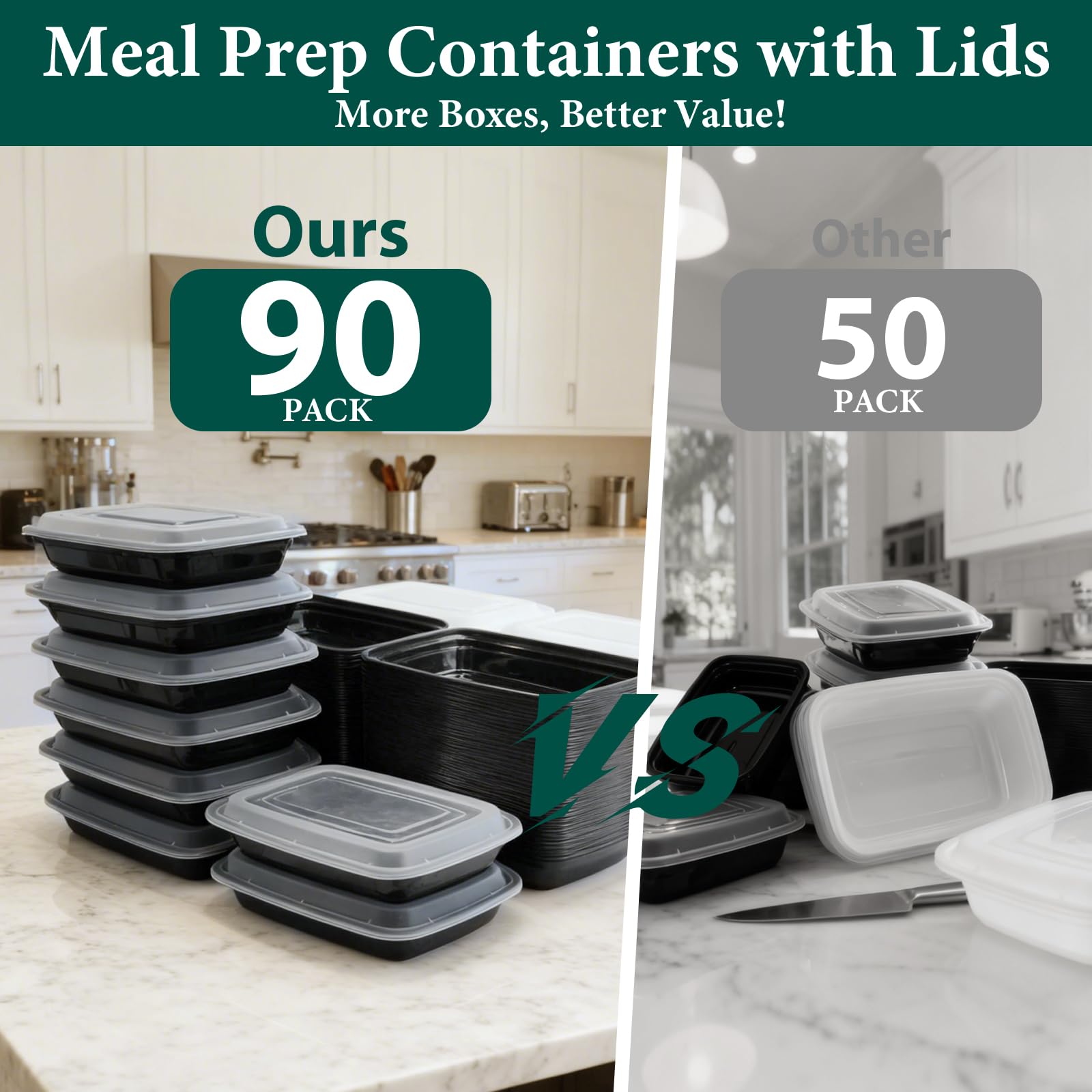 FUHITIM 90 Pack 28 oz Disposable Containers with Lids, Meal Prep Containers，Sturdy Leakproof & Food Safe, Microwave, Freezer, Dishwasher Safe Food Storage Containers with Lids Easy Open