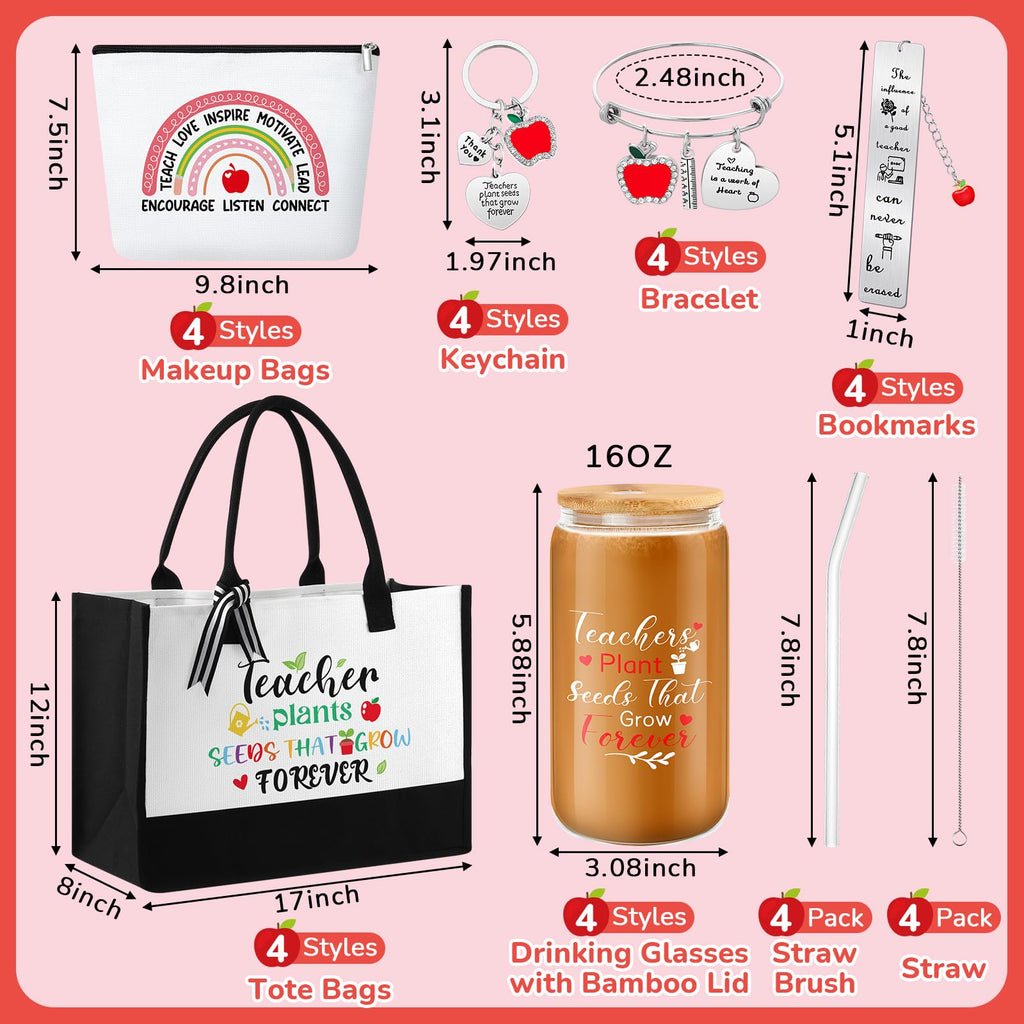 Paterr 24 Pcs Teacher Appreciation Gifts for Women Thank You Inspirational Gifts in Bulk for Graduation Tote Bags (Forever)