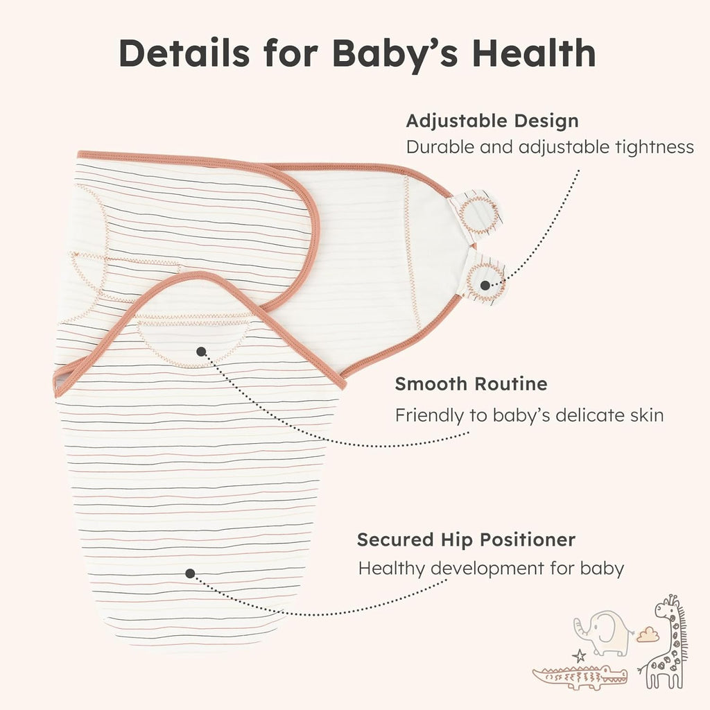Yoofoss Baby Swaddles - 100% Cotton Adjustable Swaddle Sack | Soft & Breathable for Newborns (0-3 Months, 3 Pack)