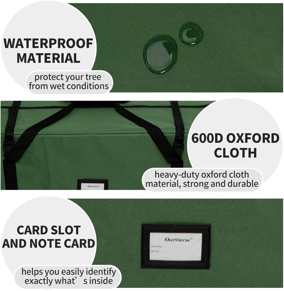OurWarm Christmas Tree Storage Bag - Extra Large Heavy Duty Design with Reinforced Zipper | Fits 7.5ft Tree, 50" x 15" x 20", Green