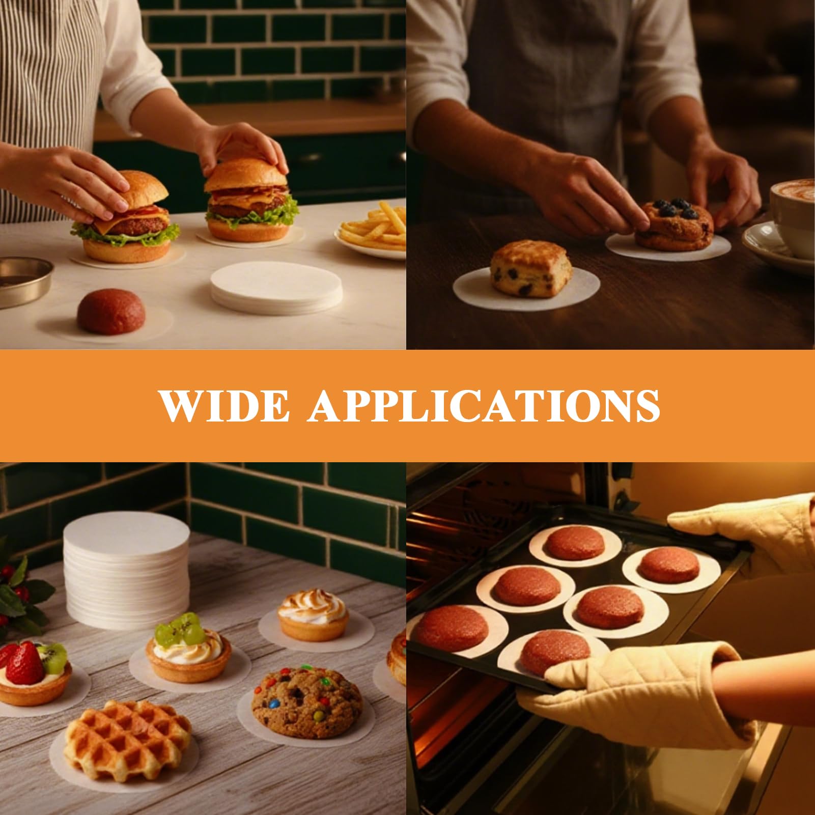 MUCHII 1000 Pcs 4.5 Inch Burger Patty Paper Rounds, White Baking Parchment Rounds, Non-Stick Sheets for Separating Patties, Baking Cookies, Bread, and More