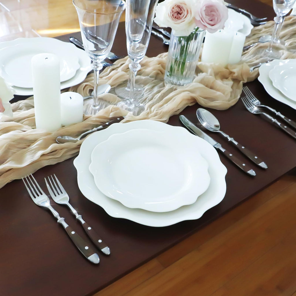 Kelenfer Silverware Set 20-Piece 18/10 Stainless Steel Brown Vintage Flatware Handle Luxury Cutlery Service for 4