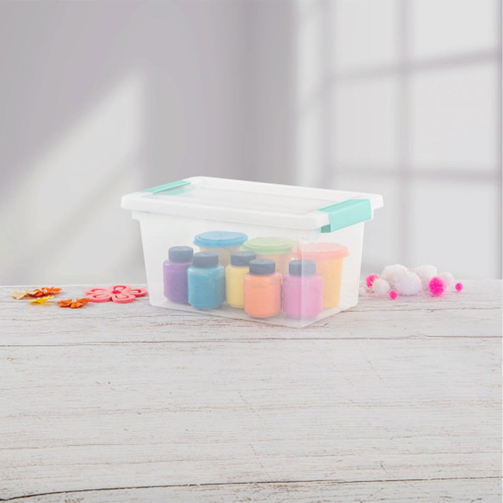 Sterilite 4-Pack Clip Box | Stackable Clear Plastic Bins with Latching Lids - Medium Storage for Crafts & Office Supplies