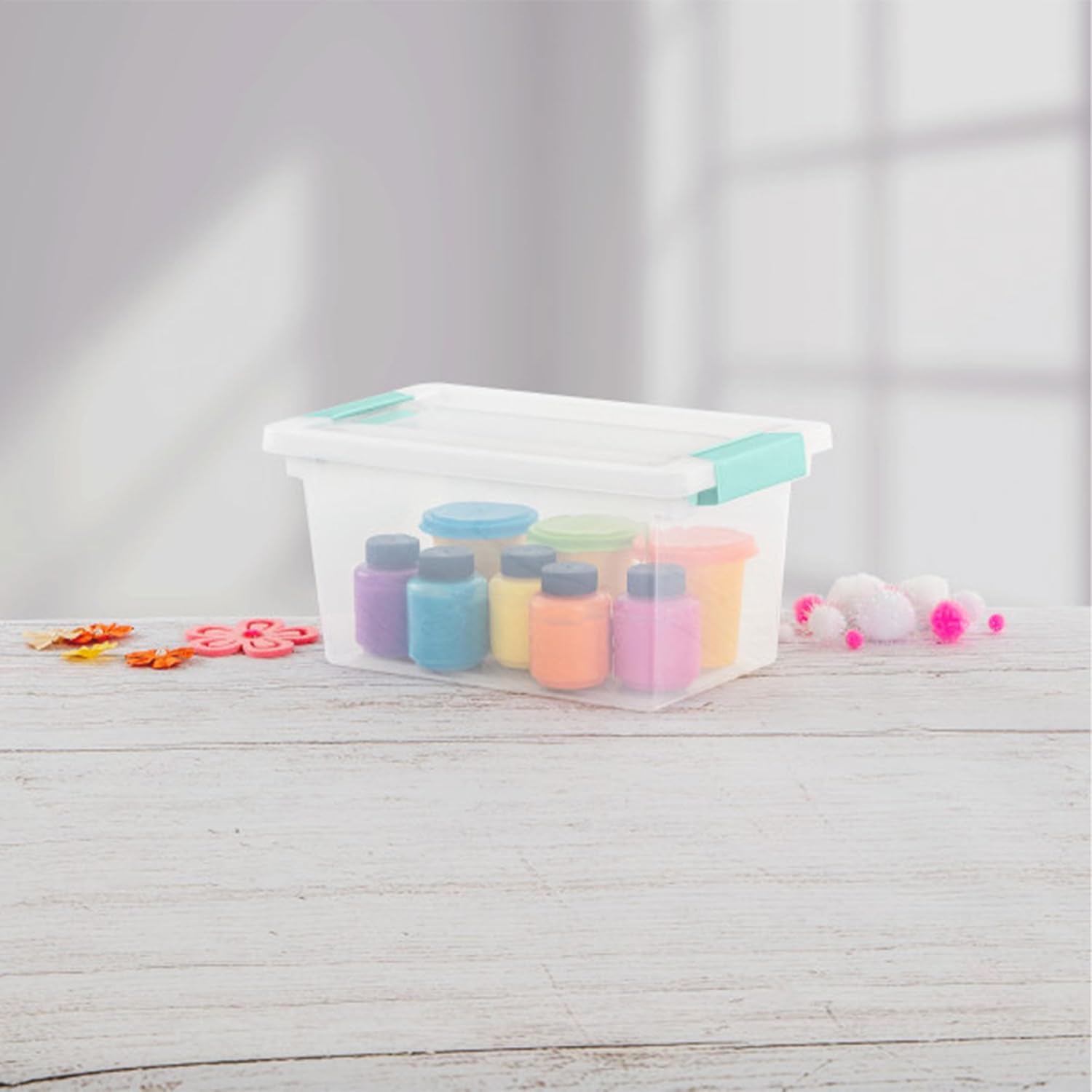 Sterilite 4-Pack Clip Box | Stackable Clear Plastic Bins with Latching Lids - Medium Storage for Crafts & Office Supplies