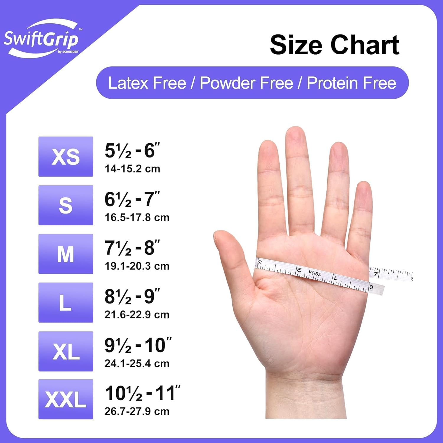 SwiftGrip Disposable Nitrile Exam Gloves - 3mil, Medium, Box of 100 | Latex-Free, Powder-Free, Violet for Medical & Food Safety