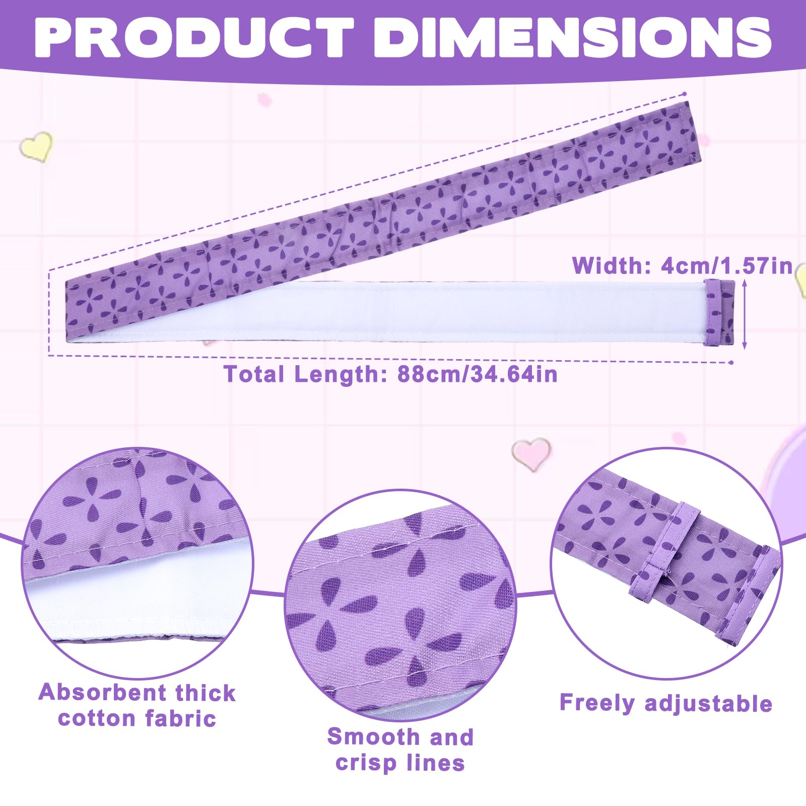 4 Pcs Cake Strips, Washable Reusable Cake Pan Wraps for Even Baking Convenient Cakes Bakings Supplies for Kitchen Bakery Restaurant to Evenly Moist Level(Purple)