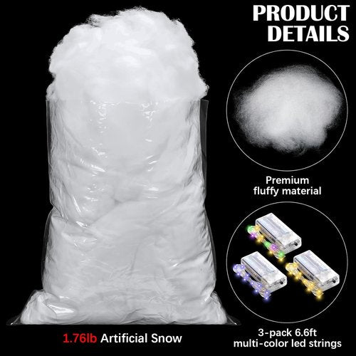 Halloscume Cotton Fake Cloud Stuffing - 28.16 Oz Fluffy Fiber Filling with LED Strings for Crafts | Soft Pillow Decor