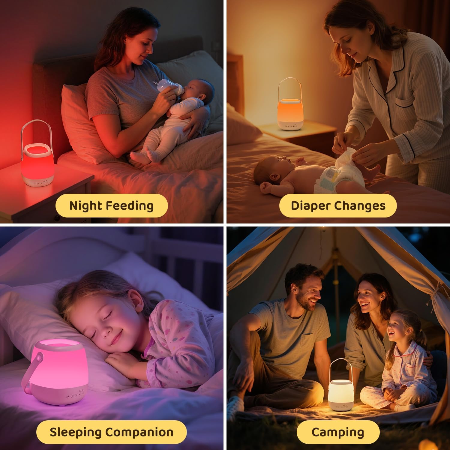 Skiennix Baby Night Light Sound Machine - 35 Colors & 12 White Noise Options | Portable USB Rechargeable Lamp