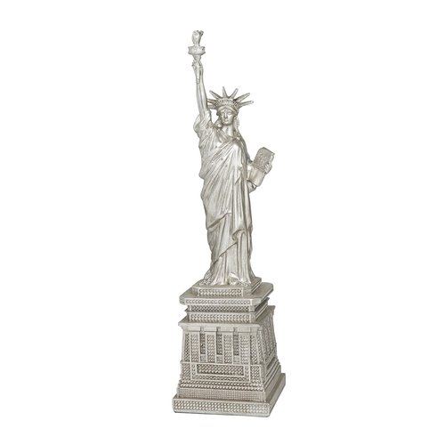 Deco 79 Polystone Statue of Liberty Decorative Sculpture Home Decor Statue, Accent Figurine 5" x 5" x 17", Silver