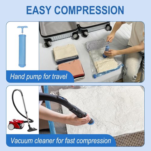 Fygrip Vacuum Storage Bags - Space-Saving Seal Bags with Hand Pump for Clothing & Travel | 20 Combo Set