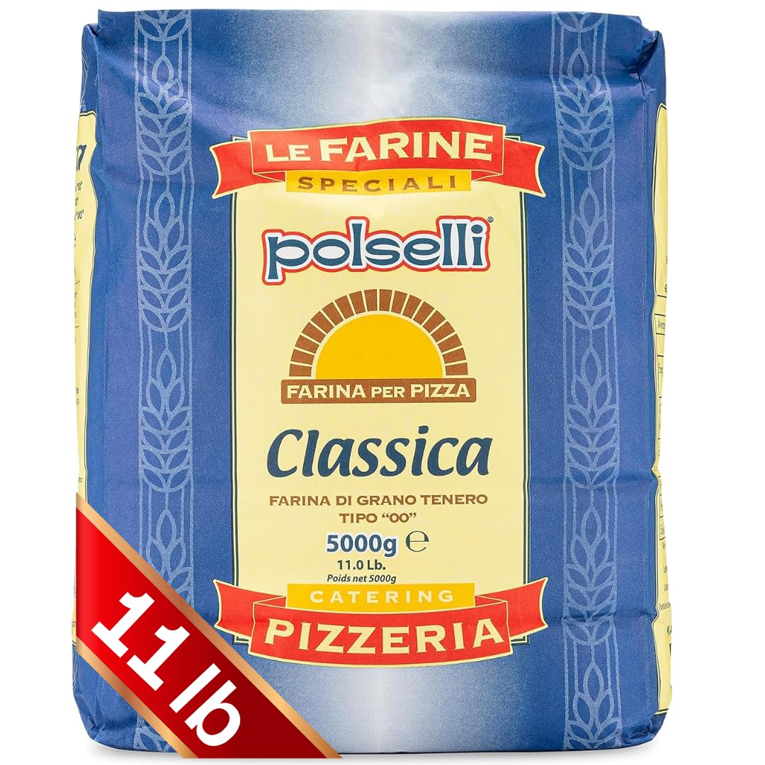 POLSELLI Double Zero Flour - Extra Fine 11 lbs | All-Natural, Unbleached & Unbromated for Pizza & Pasta