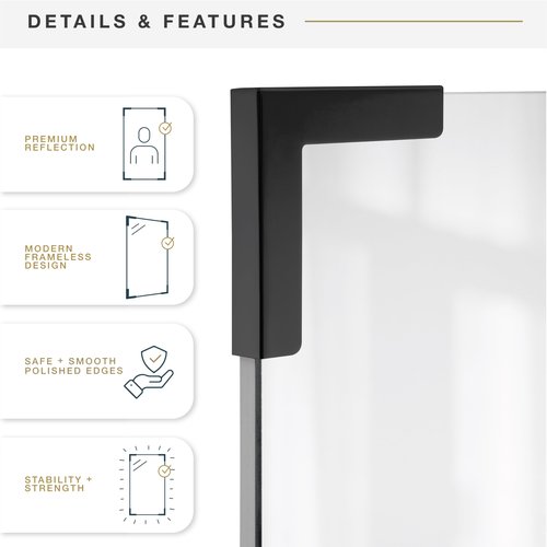 MCS 20x34 Black Metal Corner Frameless Mirror