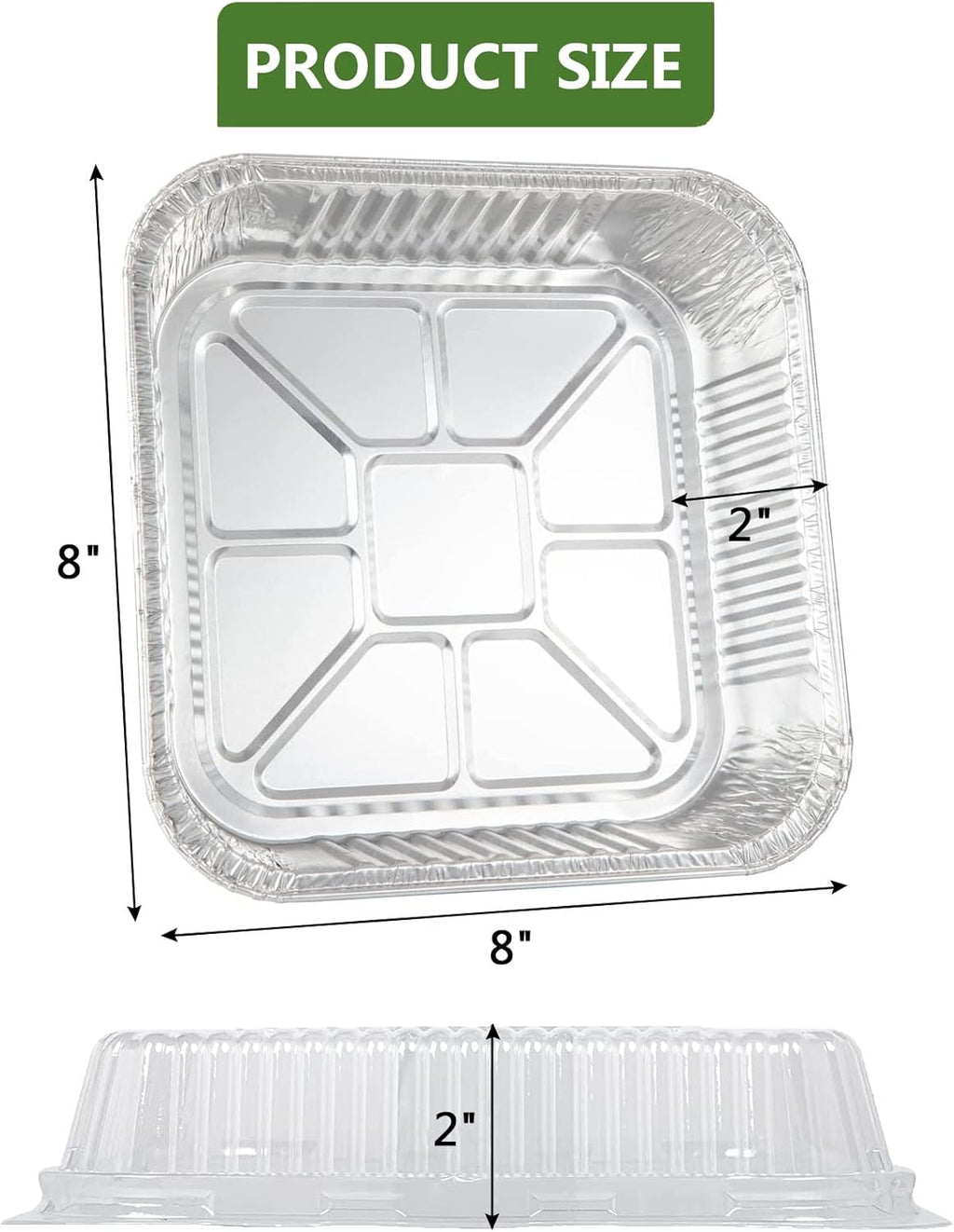 Aluminum Baking Pans by [Brand Name] - 30 Pack 8” x 8” Disposable Foil Containers with Lids | Heavy-Duty & Recyclable