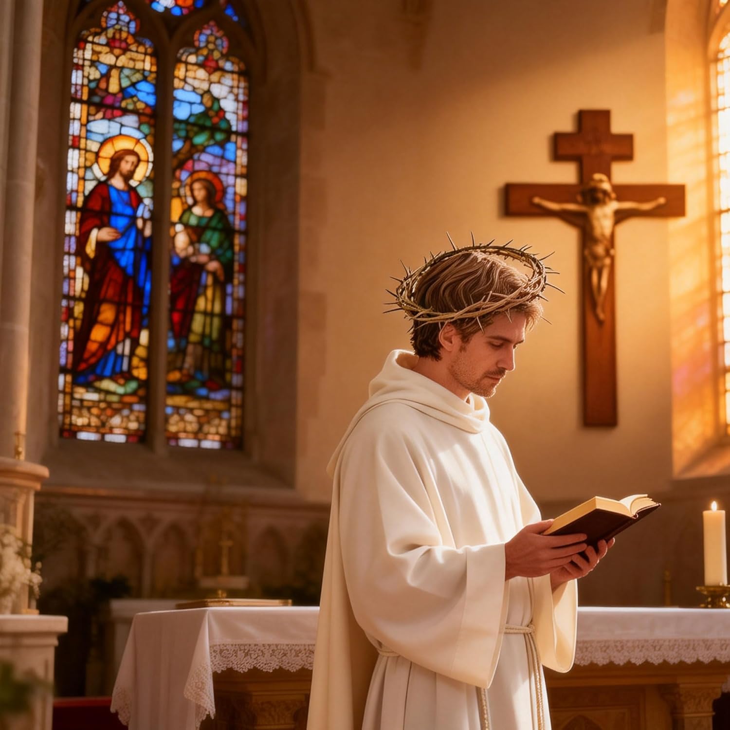 Nature Crown of Thorns - Handmade 67'' Satin Fabric | Perfect for Christian Easter Celebrations